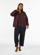 Cardigan sweat avec col montant et zip, Marron, Model image number 1