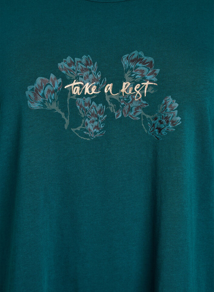 Nachtshirt aus Baumwolle mit Print auf der Vorderseite, T&uuml;rkis, Packshot image number 2