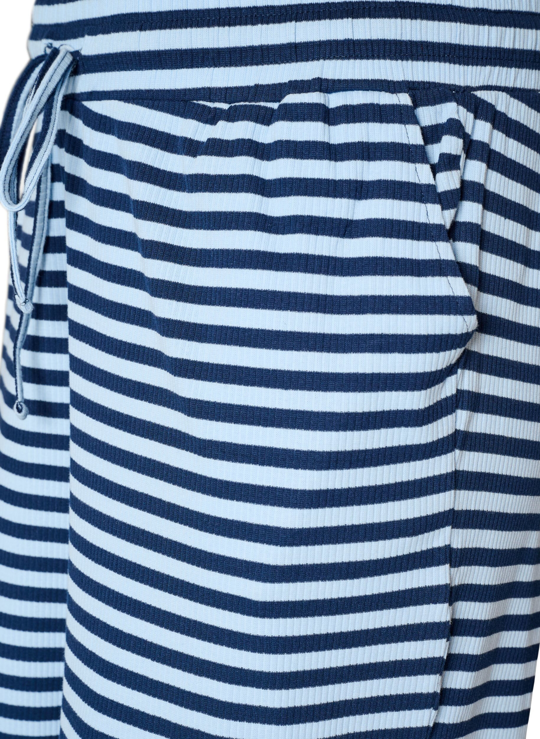 ZizziPantalon de pyjama ray&eacute; &agrave; taille haute et coupe ample, Bleu, Packshot image number 2