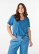T-shirt Basic uni en coton, Gris bleut&eacute;, Model image number 0