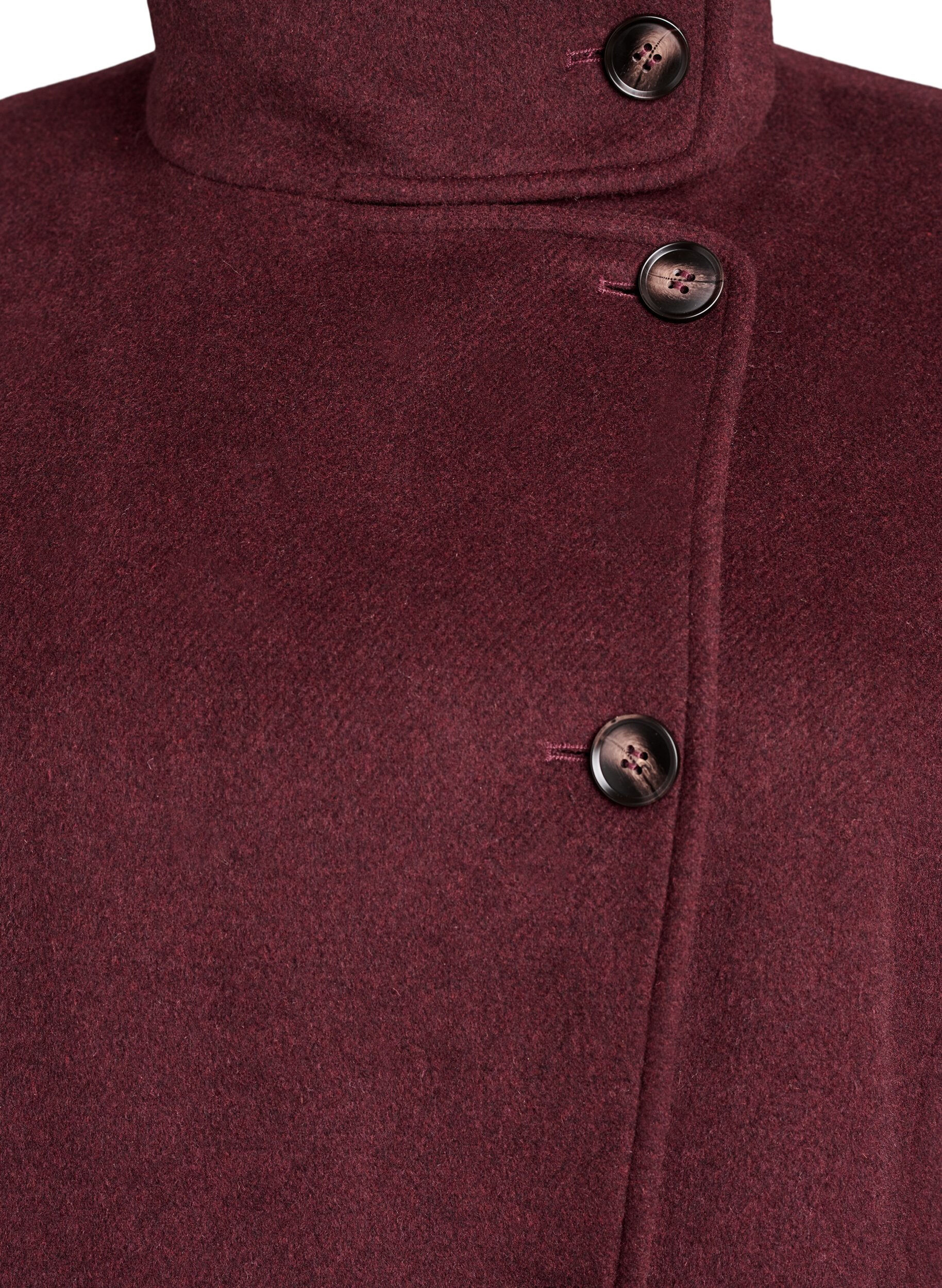 Zizzi Manteau en laine avec col montant, Bordeaux, Packshot image number 2