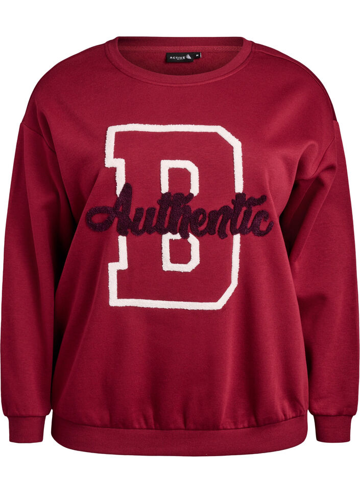 Sweatshirt mit Frottee-Schriftzug, Dunkles Bordeaux, Packshot