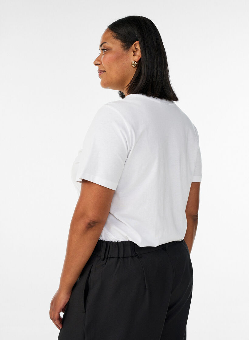 T-shirt en coton avec imprim&eacute;, Blanc, Model image number 2