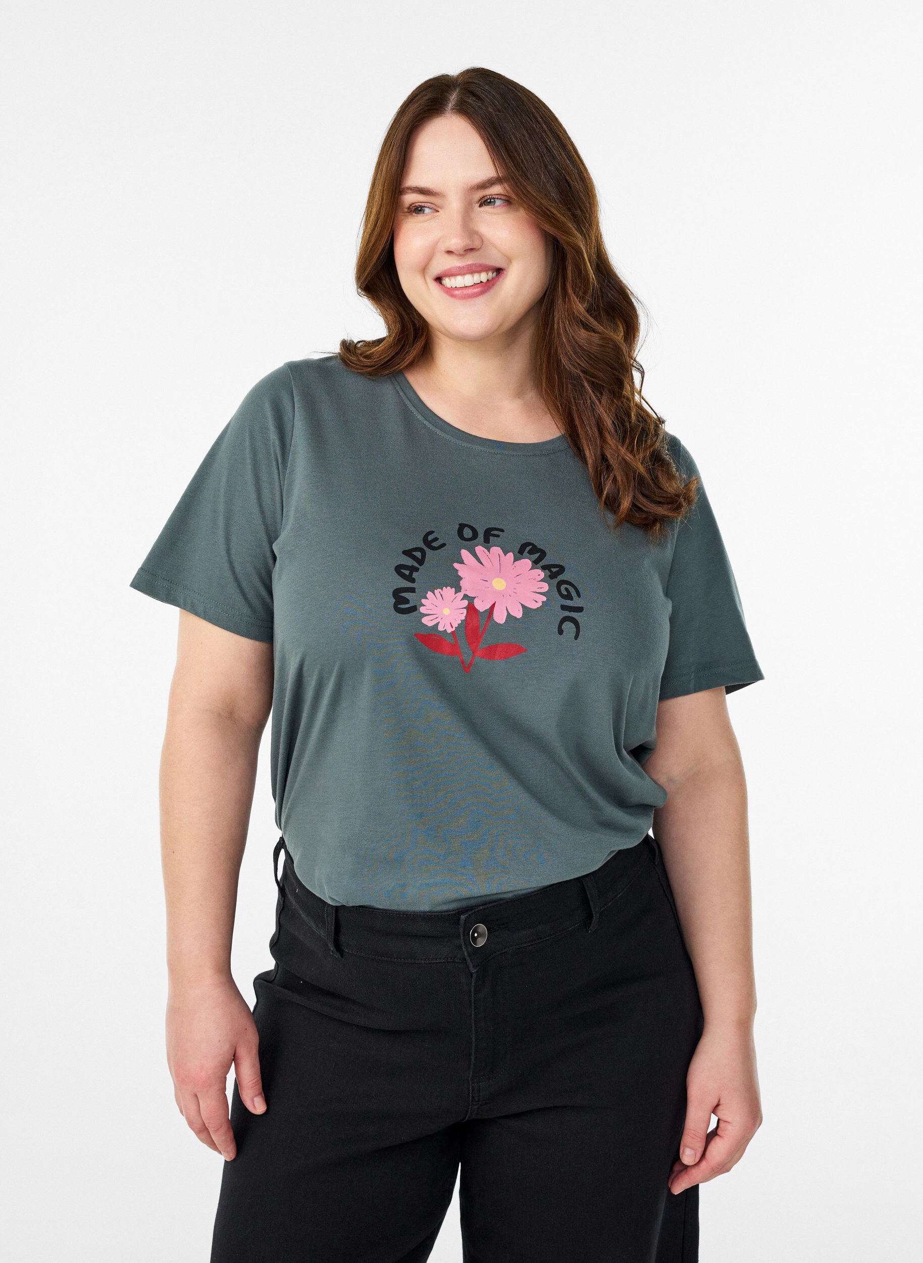 T-shirt imprim&eacute;, Vert, Model