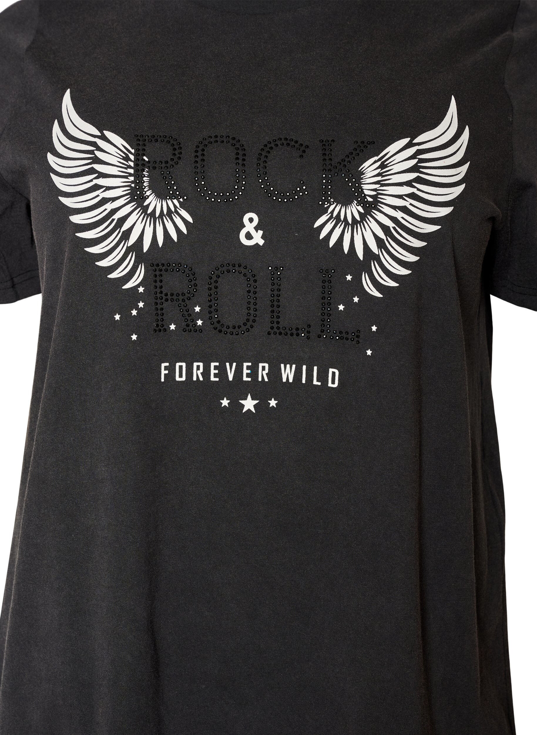 ZizziT-Shirt aus Bio-Baumwolle mit Print, Schwarz, Packshot image number 2
