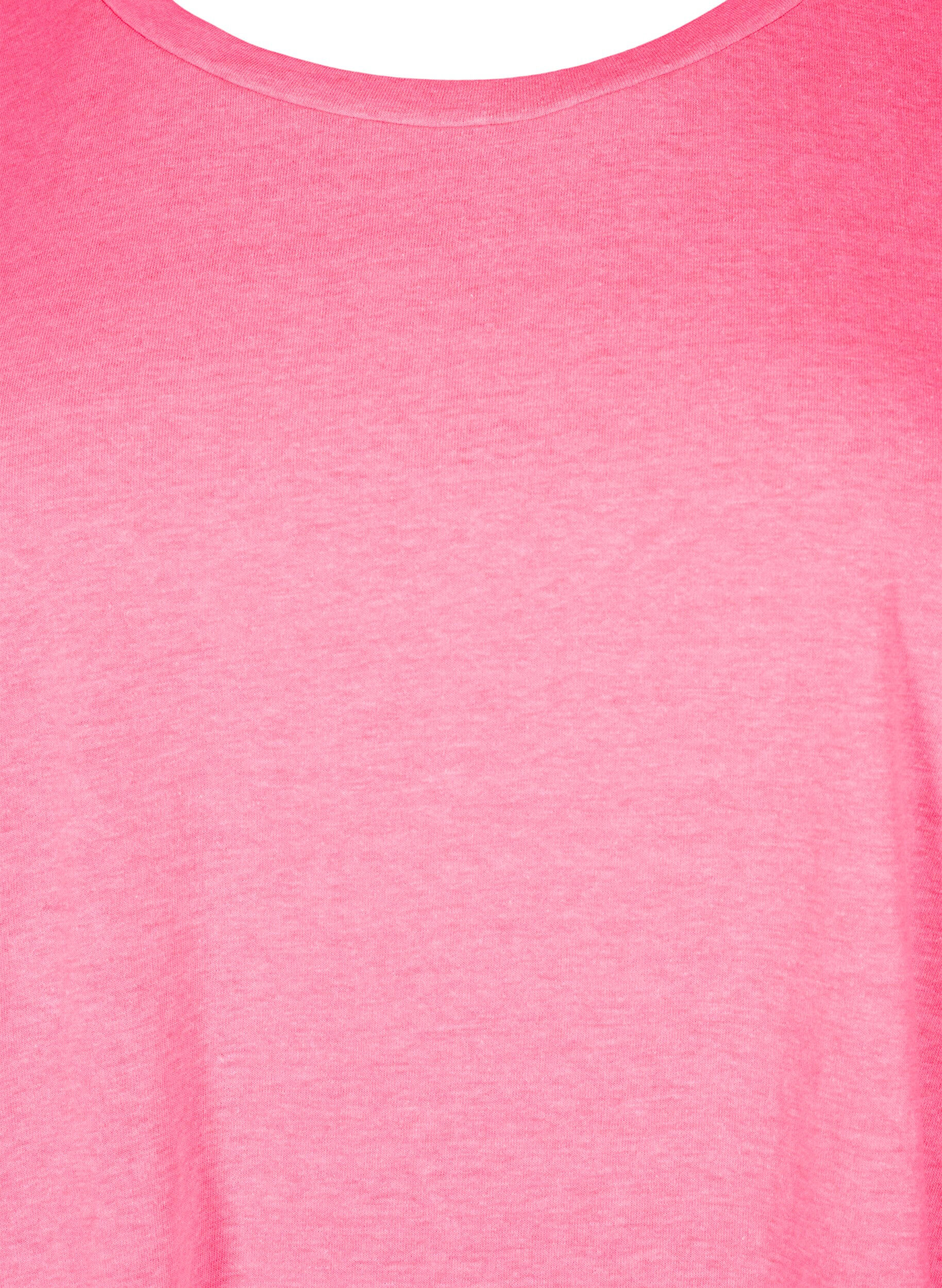 Zizzi T-shirt en coton n&eacute;on, Rose, Packshot image number 2