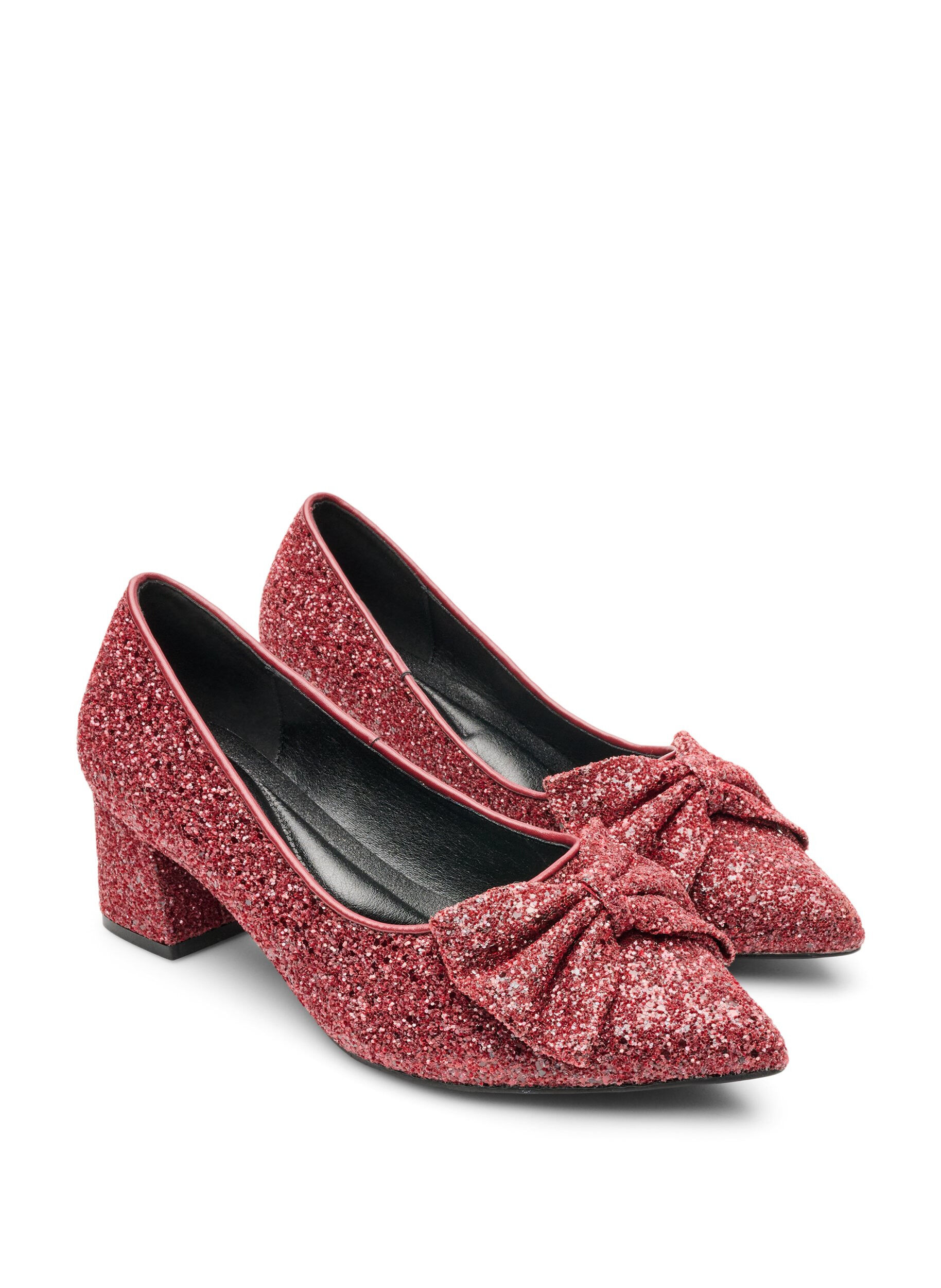 ZizziGlitzer-Pumps mit Schleife, Rot, Packshot image number 1