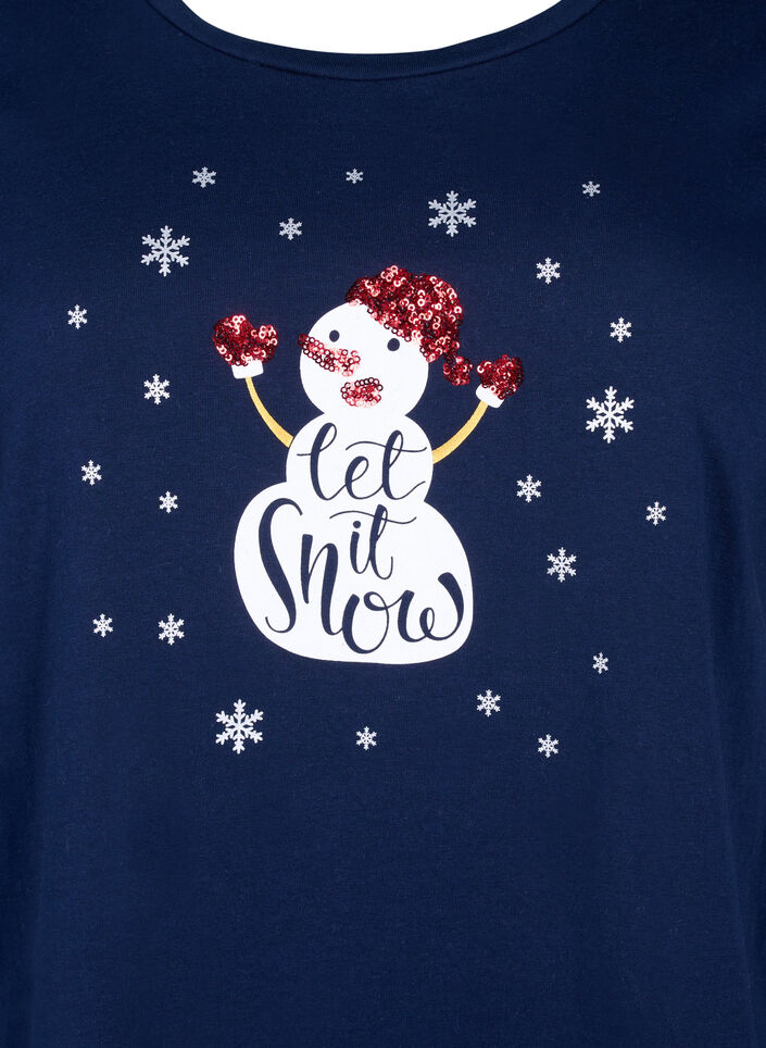 T-shirts de Noël en 100 % coton, Navy B. w. LetItSnow, Packshot image number 2