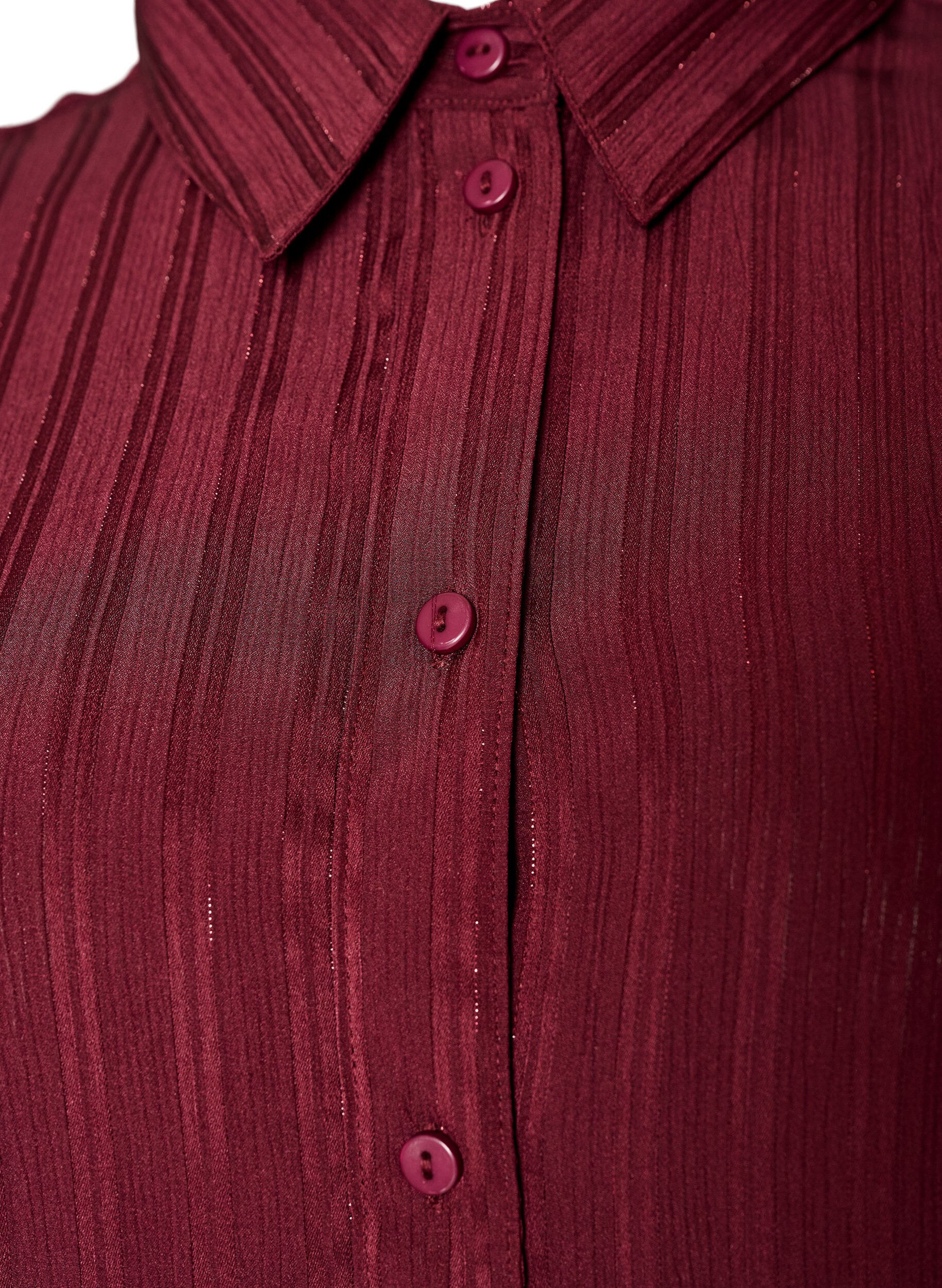 ZizziBluse mit Strukturstreifen und Glitzerf&auml;den, Rot, Packshot image number 2