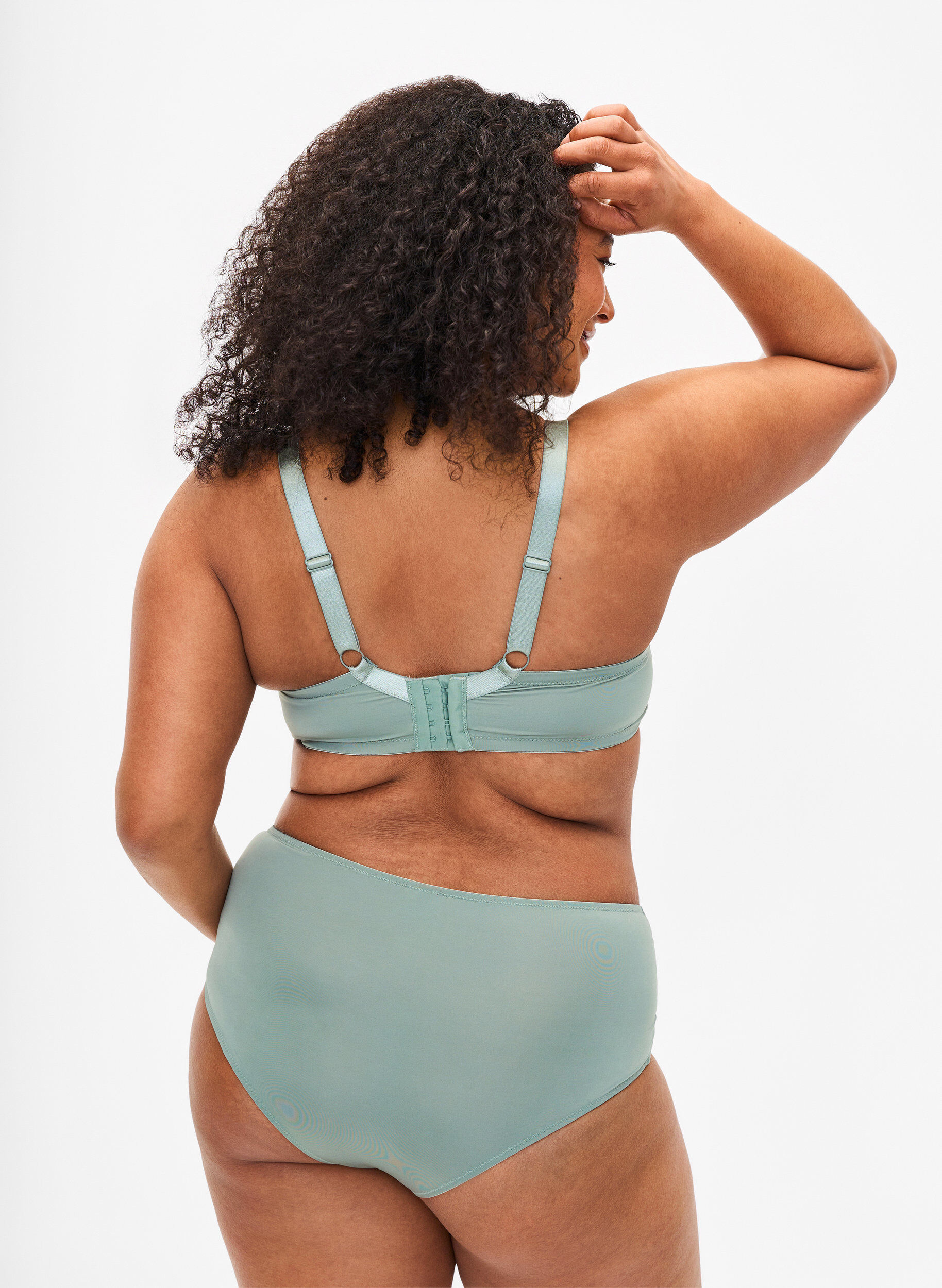 Zizzi Hipster-Slip mit Stickerei und normaler Taille, Iceberg Green, Model image number 1