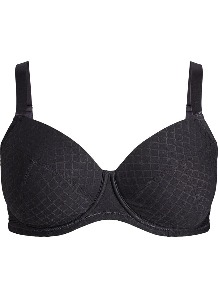 Gepolsterter BH aus Mikrofaser mit Karomuster, Schwarz, Packshot image number 0