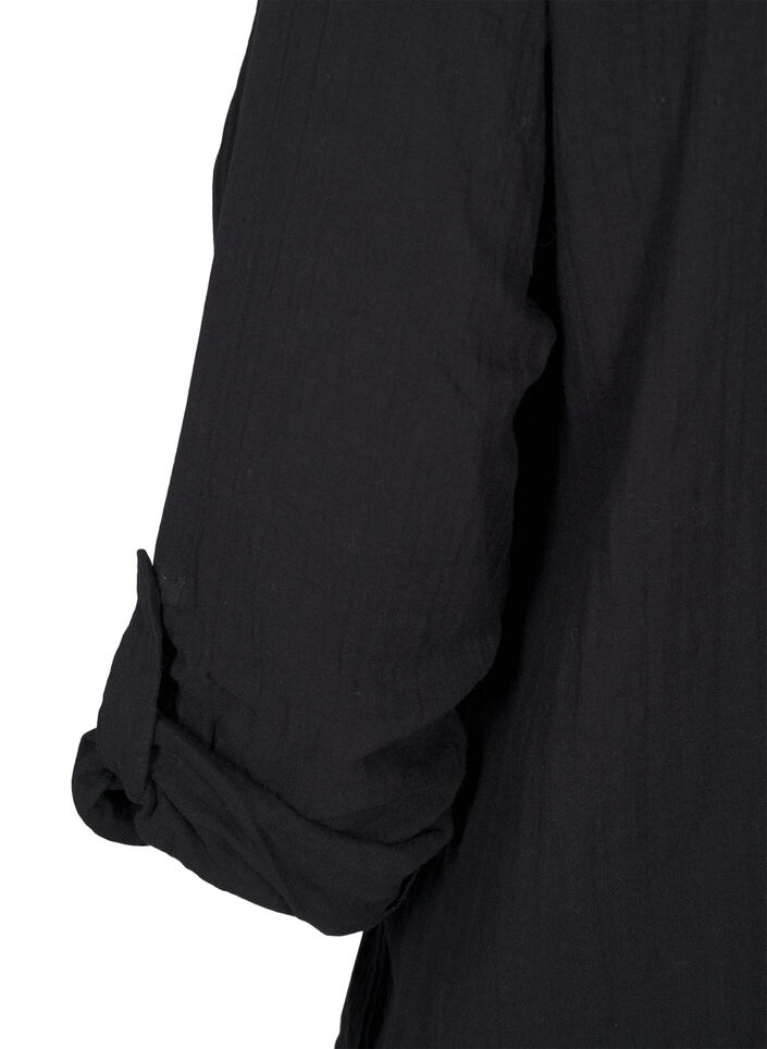 Chemisier en coton à broderie anglaise et manches 3/4, Black, Packshot image number 3