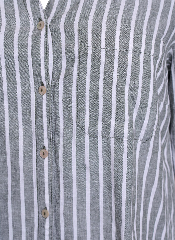 Bluse aus Leinen und Viskose mit 3/4-&Auml;rmeln, Gr&uuml;n, Packshot image number 2