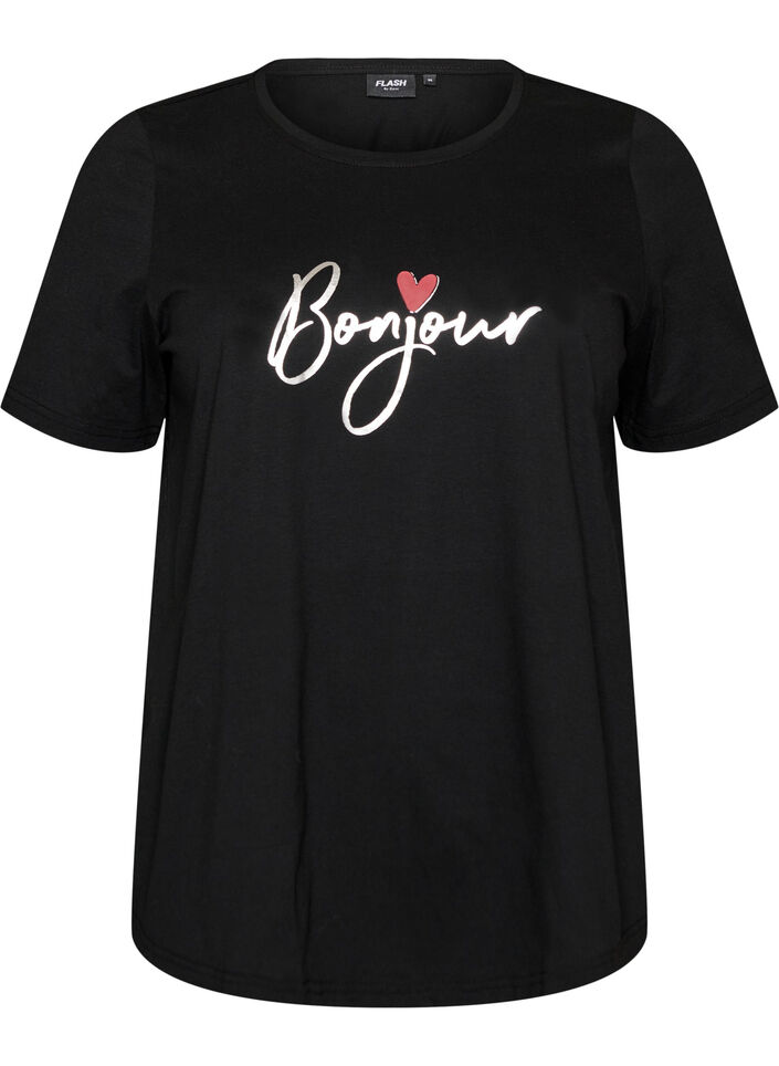 T-Shirt mit Print, Schwarz, Packshot image number 0