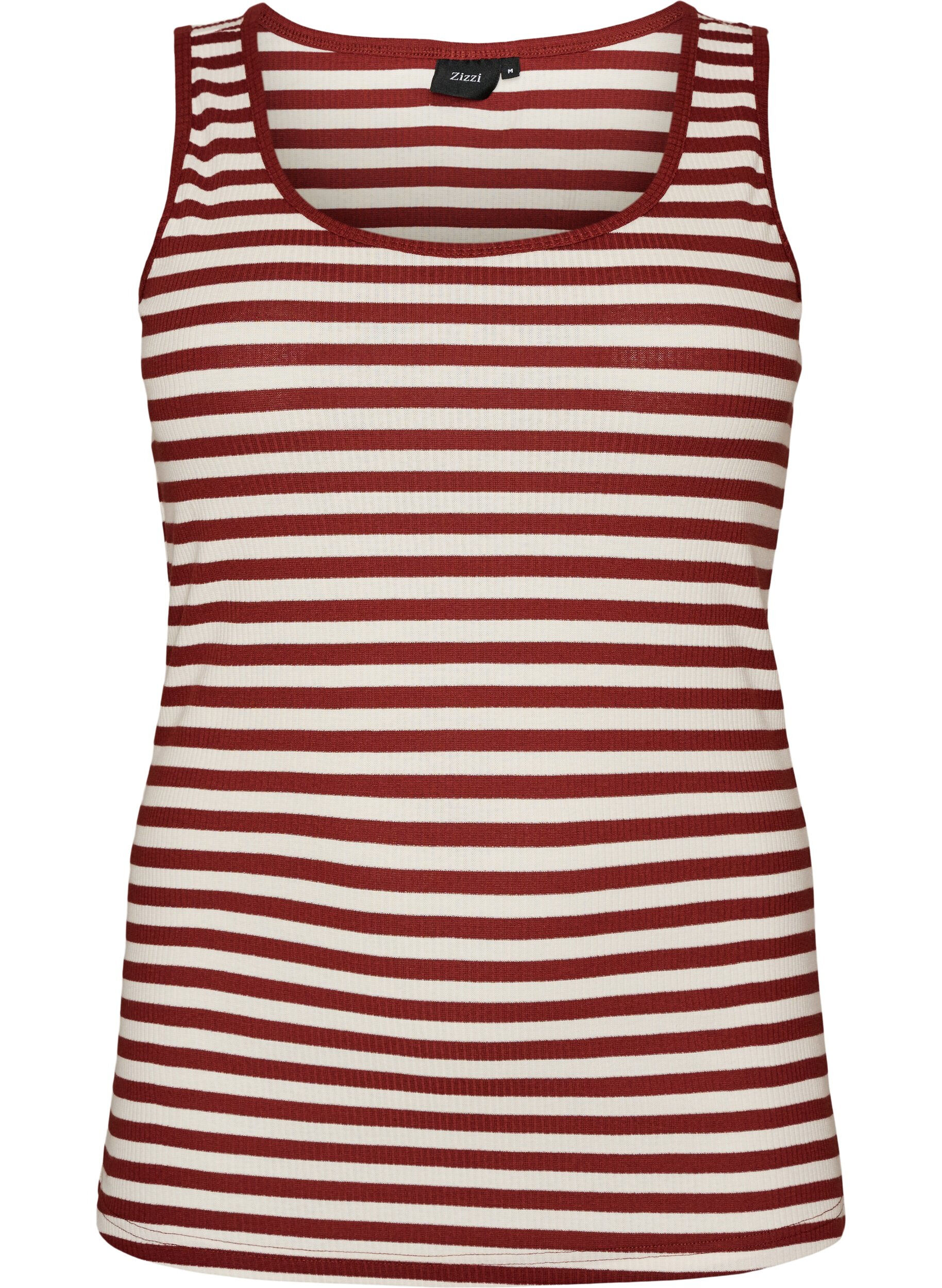 ZizziGestreiftes Tanktop mit Rippenstruktur, Rot, Packshot image number 0
