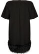 Kurzes Jerseykleid mit Federbesatz, Schwarz, Packshot image number 1