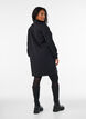 Robe sweat avec col montant c&ocirc;tel&eacute; et zip, Noir, Model image number 2