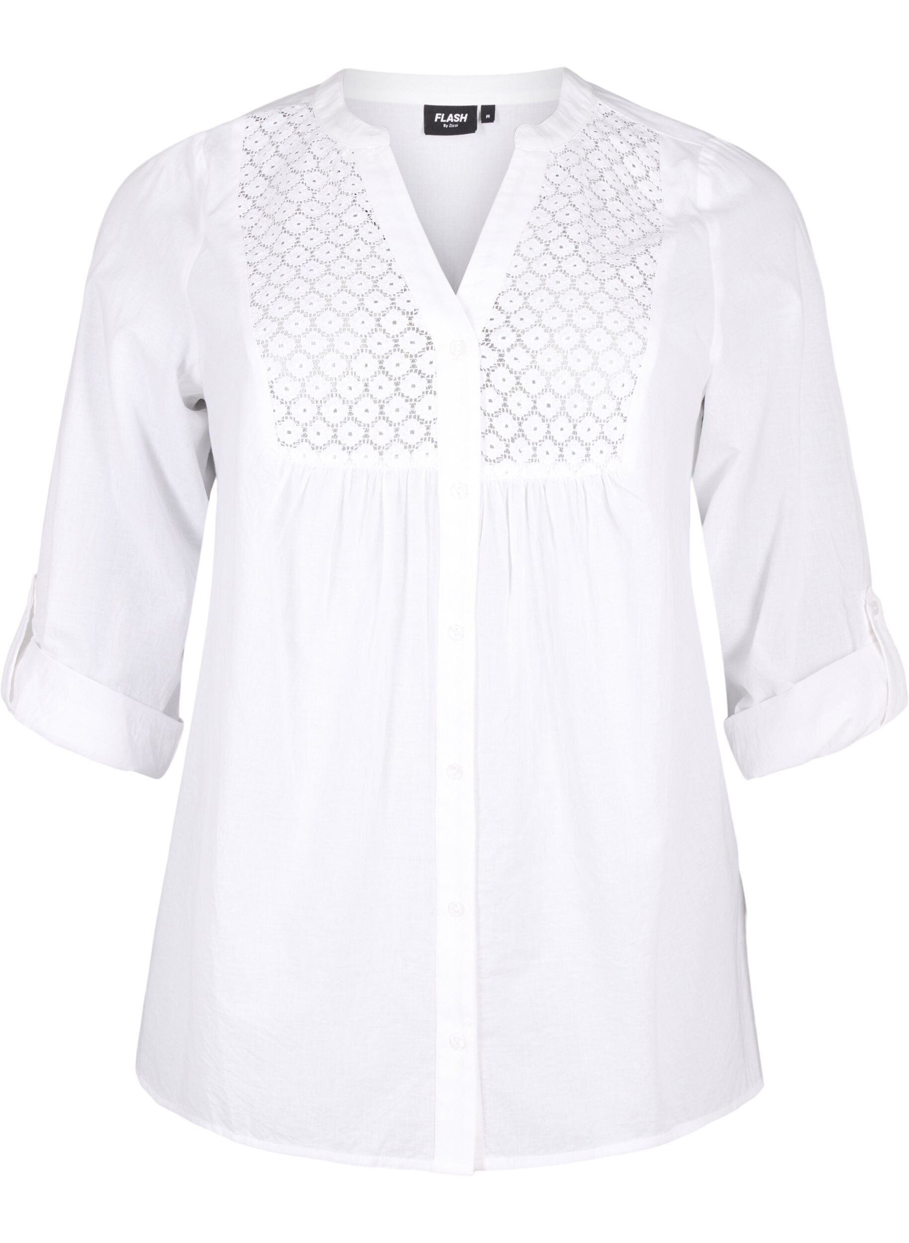 Zizzi FLASH - Shirt mit H&auml;keldetail, Bright White, Packshot image number 0