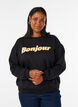 Sweatshirt mit Boucl&eacute;-Textmotiv, Schwarz, Model image number 0