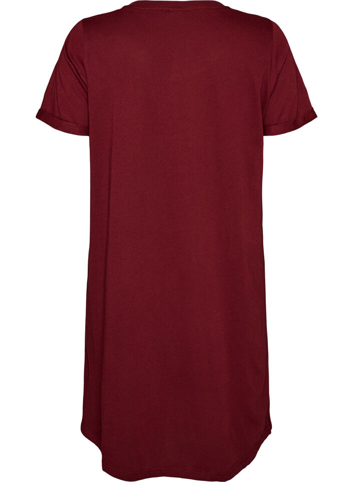 Chemise de nuit &agrave; manches courtes en coton biologique, Bordeaux fonc&eacute;, Packshot image number 1