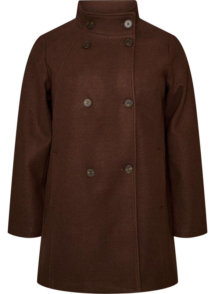 Manteau court &agrave; la coupe &eacute;vas&eacute;e, Marron, Packshot image number 0