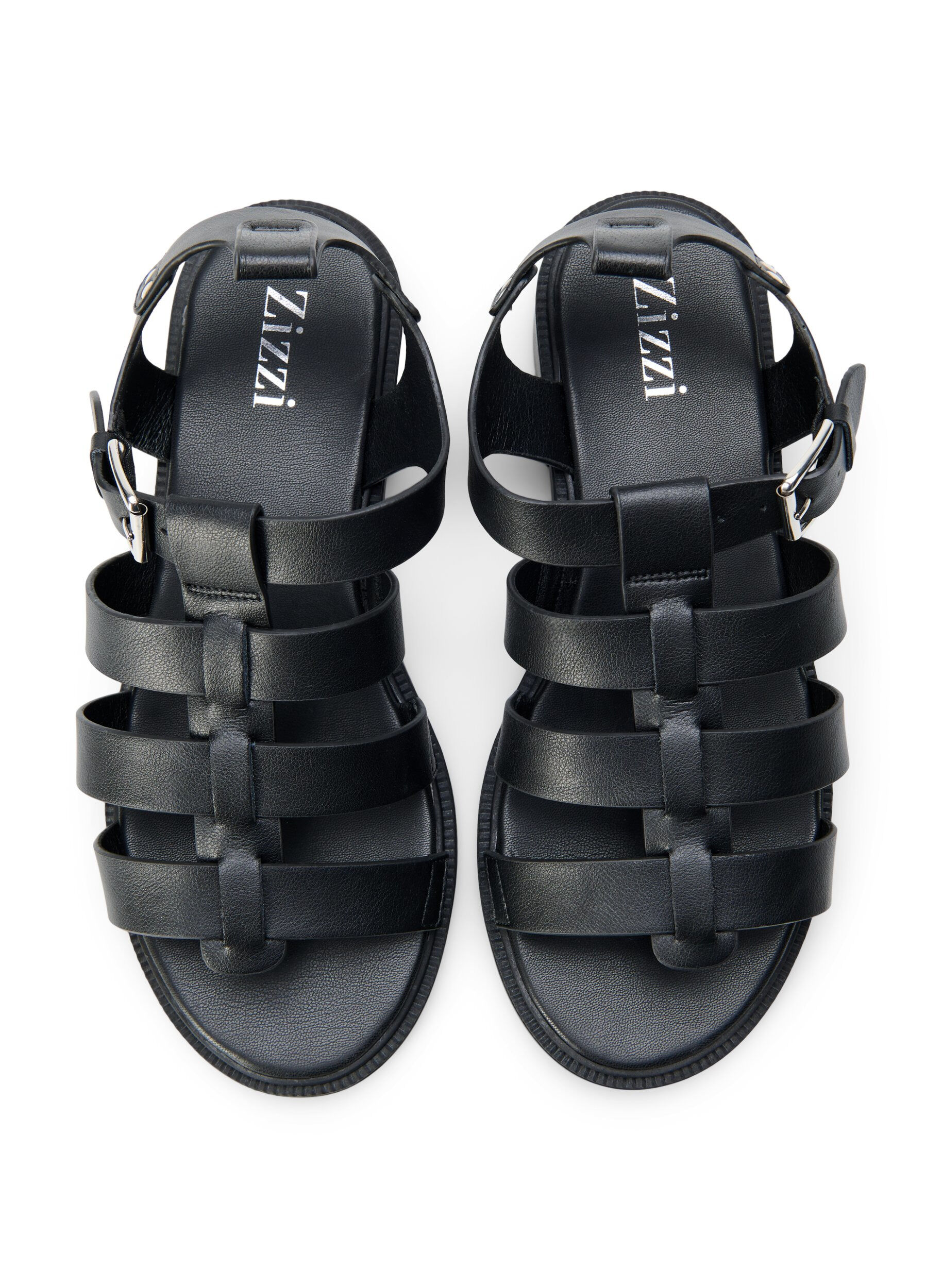 Zizzi Sandale en cuir de forme large, Noir, Packshot image number 2