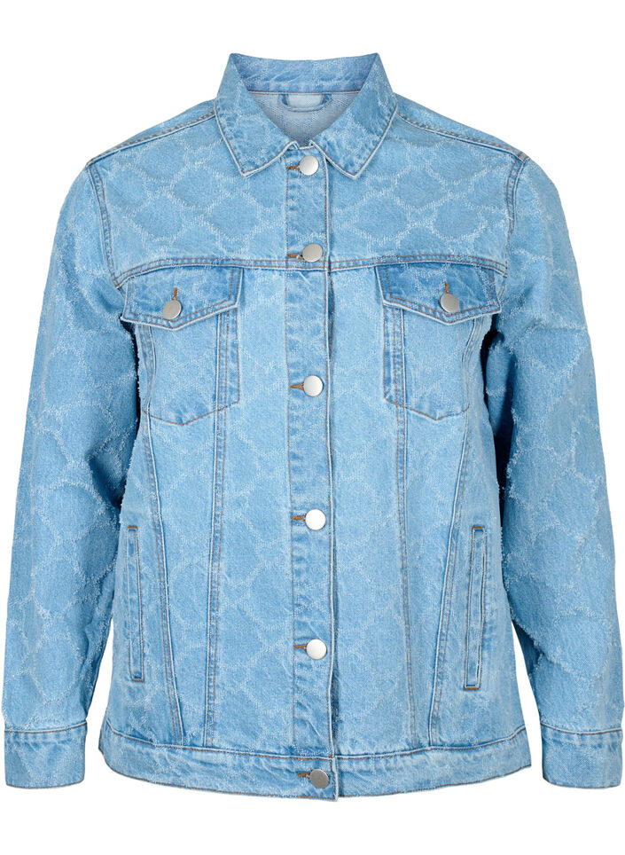 Denim-Jacke mit Destroyed-Muster, Blue denim, Packshot image number 0