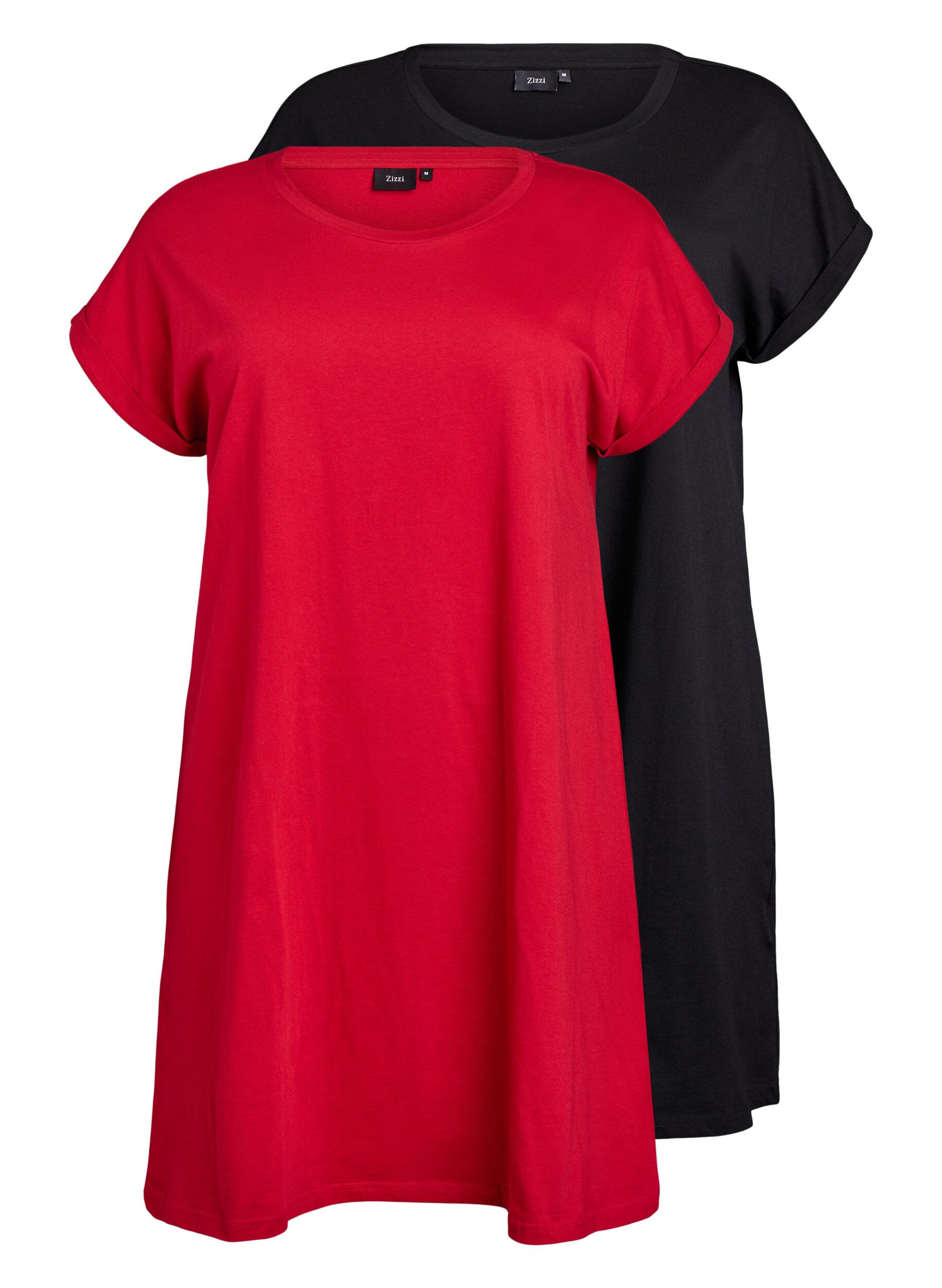 Zizzi2-pack Robe T-shirt &agrave; manches courtes, Rouge, Packshot image number 0