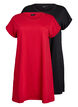 2-pack Robe T-shirt &agrave; manches courtes, Rouge, Packshot image number 0