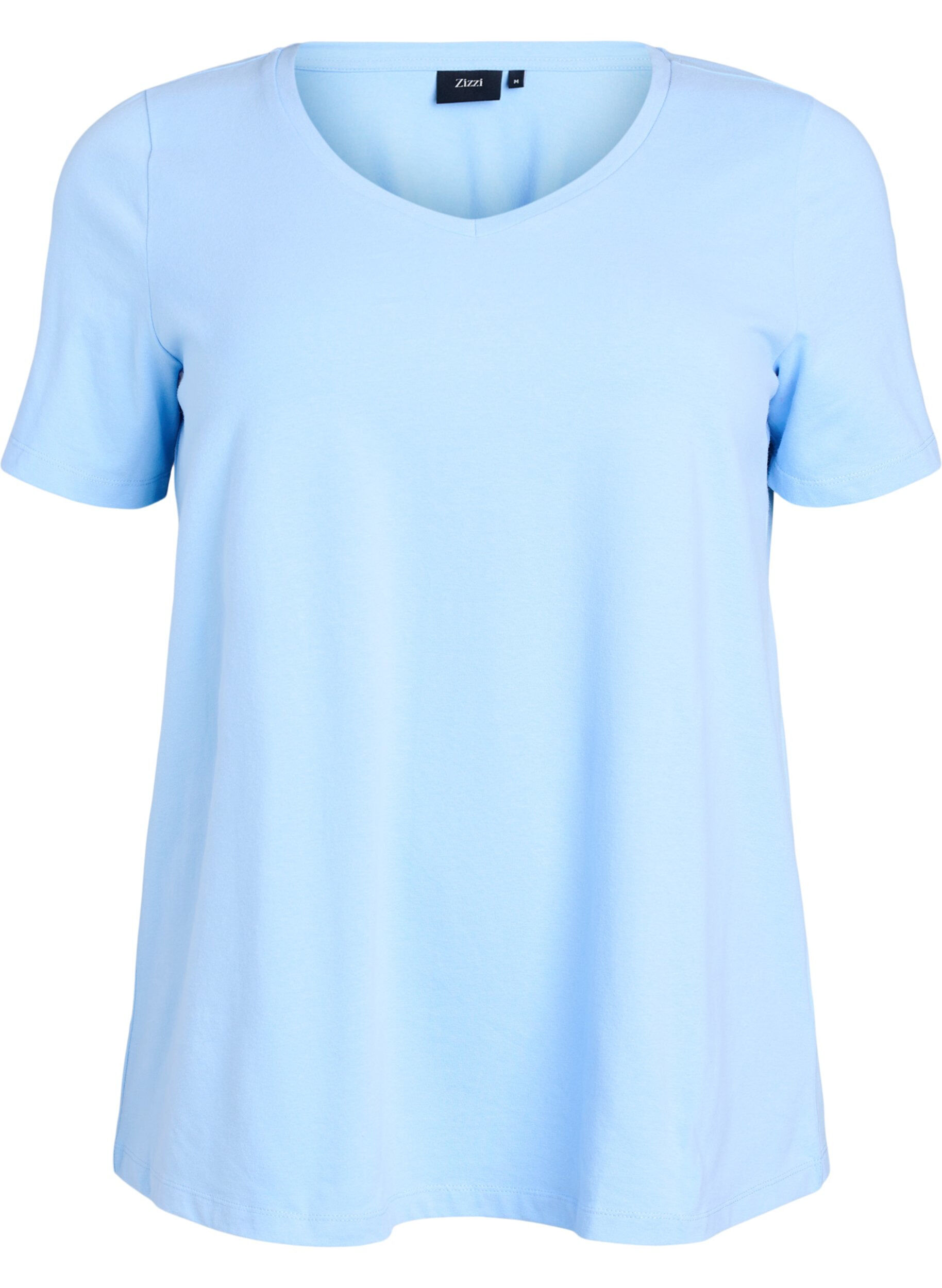 Zizzi Einfarbiges basic T-Shirt aus Baumwolle, Blau, Packshot image number 0