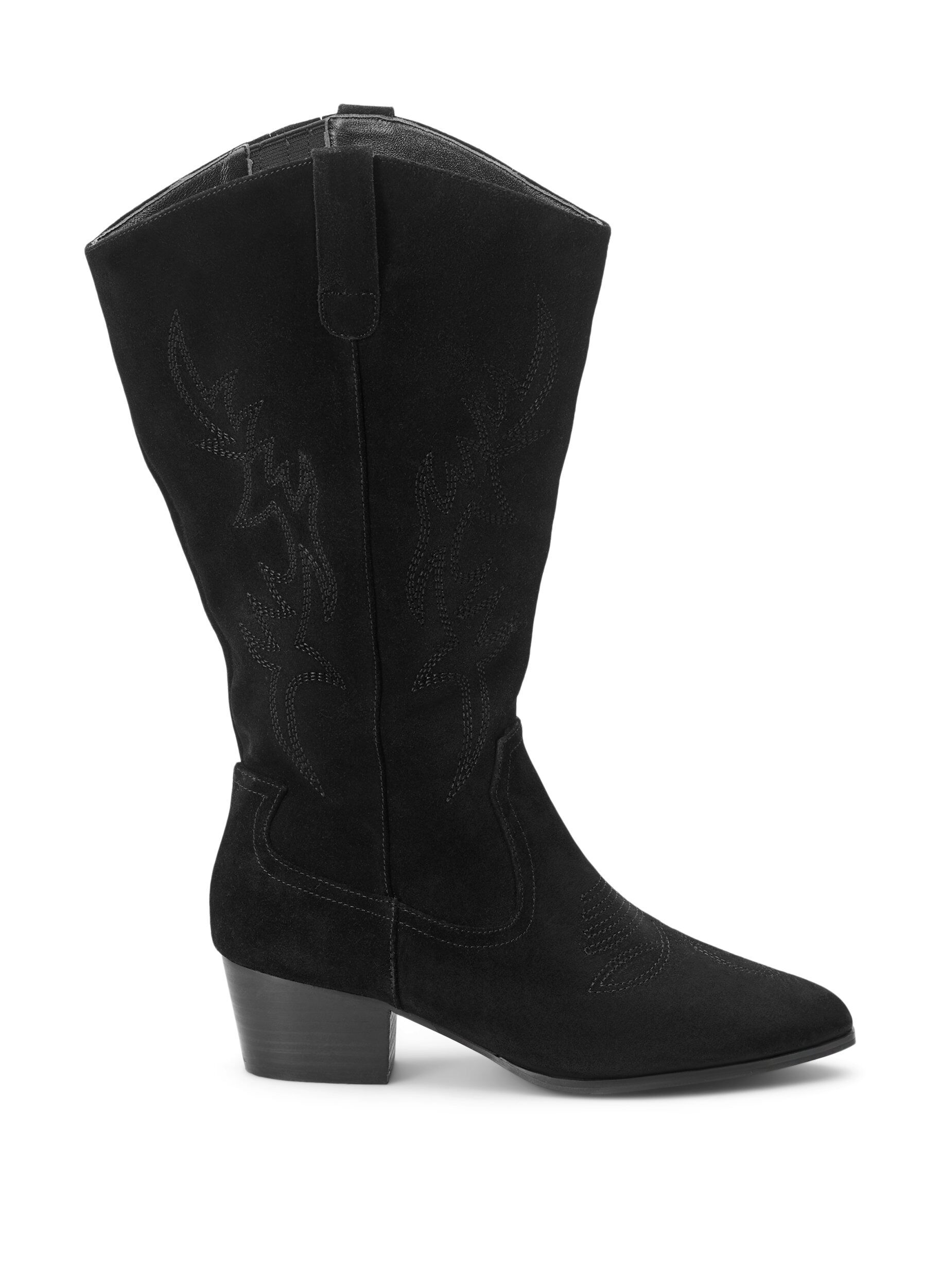 Zizzi Extra-Weite - Cowboystiefel aus Wildleder, Black, Packshot image number 0