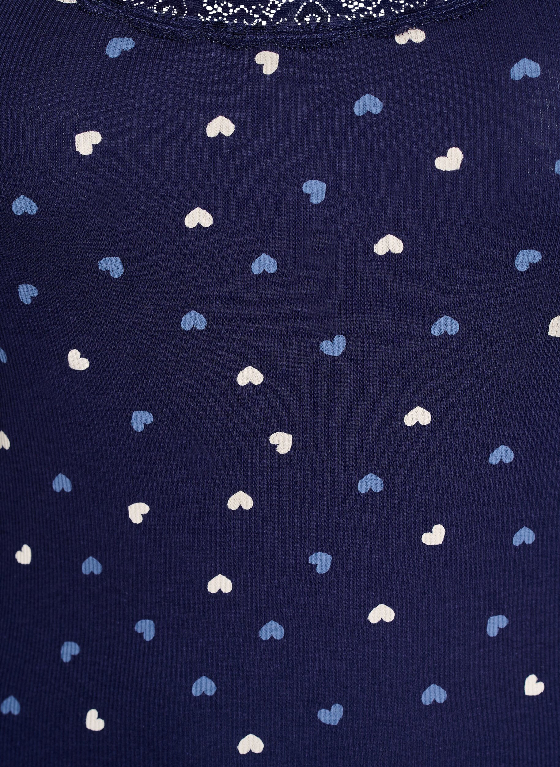 ZizziTop avec imprim&eacute; et bord en dentelle, Bleu, Packshot image number 2