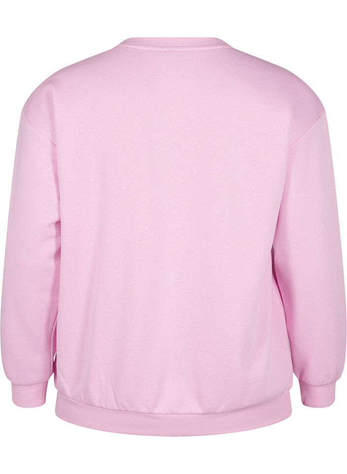 Sweat-shirt avec texte en tissu-&eacute;ponge, Rose, Packshot image number 1