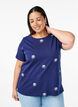 T-shirt en coton biologique avec motifs brod&eacute;s, Bleu, Model image number 0