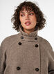 Manteau long en laine &agrave; col montant et double boutonnage, Marron, Model image number 3