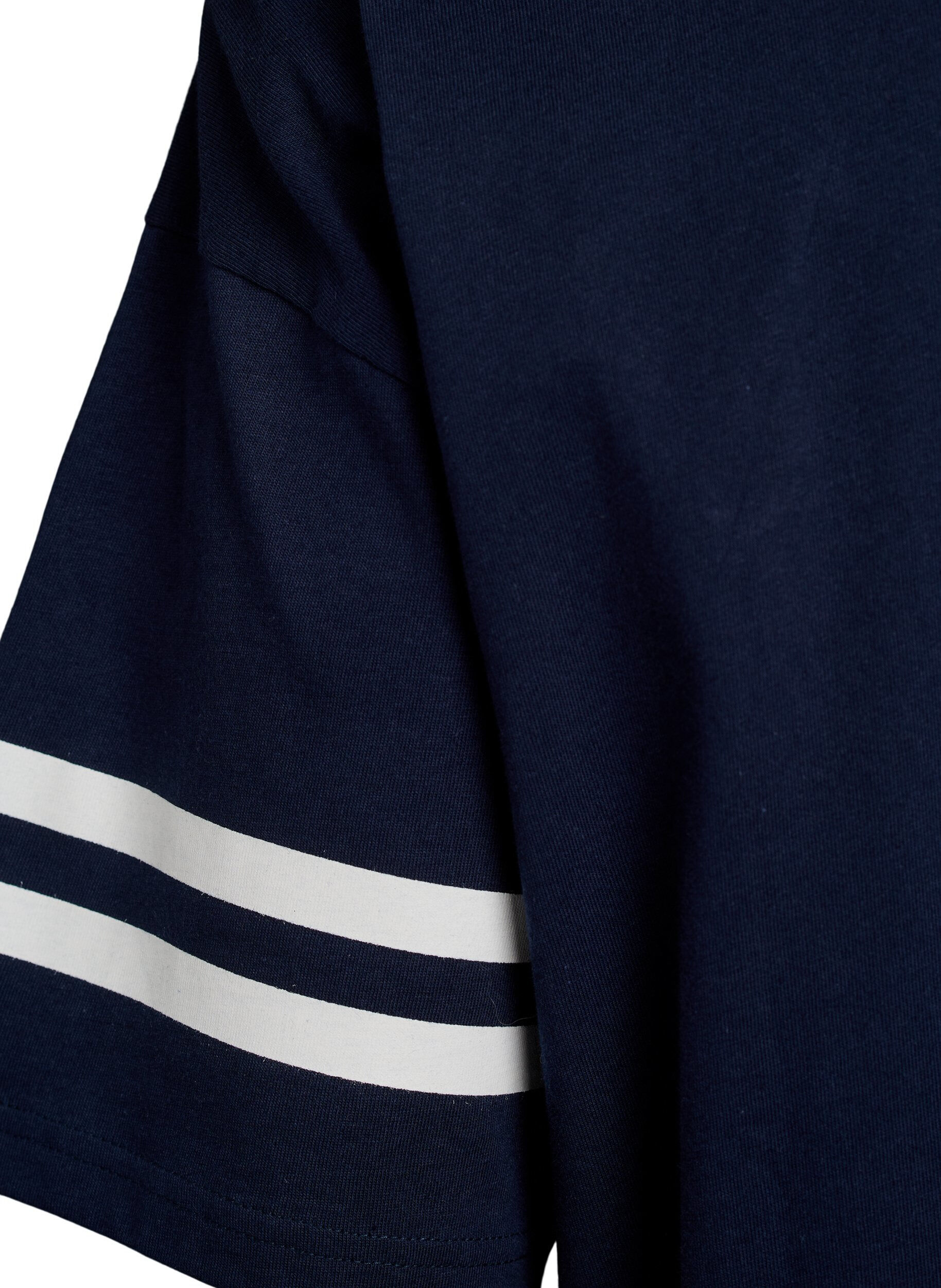 Zizzi T-shirt coll&egrave;ge oversize et sportif, Bleu, Packshot image number 3