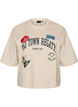 T-shirt avec texte imprim&eacute; et badges, Beige, Packshot image number 0