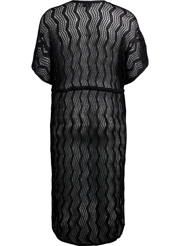 Strandkimono mit Bindegürtel, Schwarz, Packshot image number 1