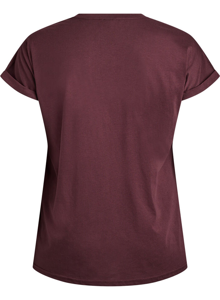 T-shirt &agrave; manches courtes en m&eacute;lange de coton, Bordeaux fonc&eacute;, Packshot image number 1