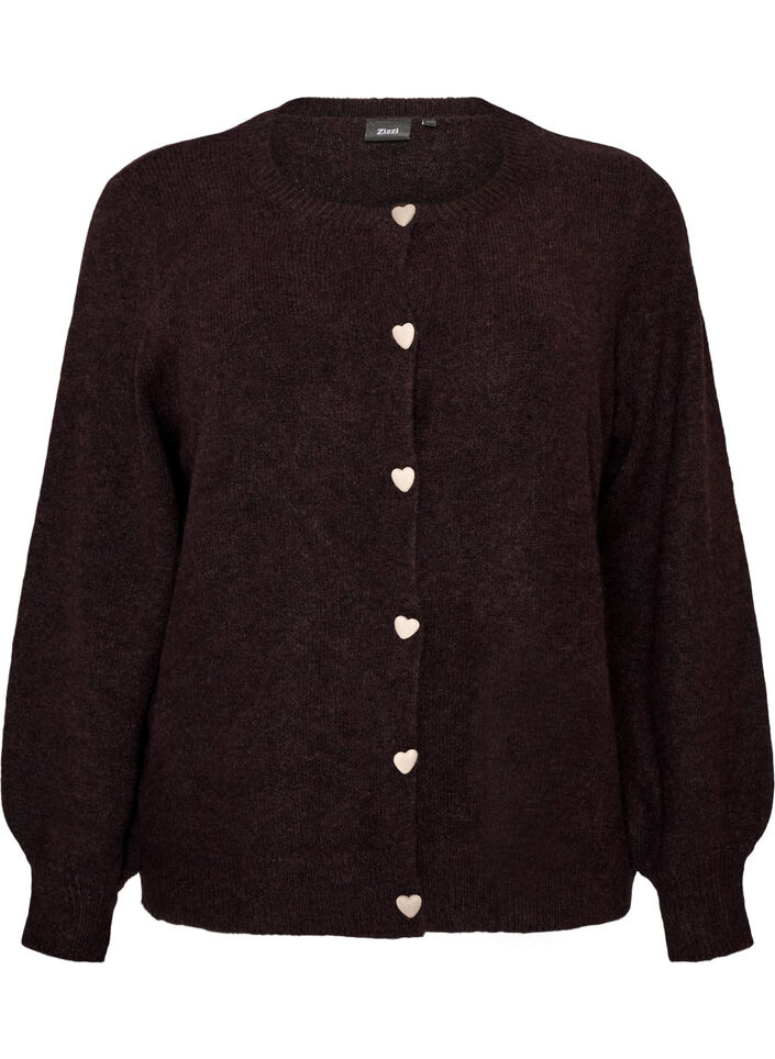 Cardigan avec boutons en forme de c&oelig;ur, Marron, Packshot image number 0