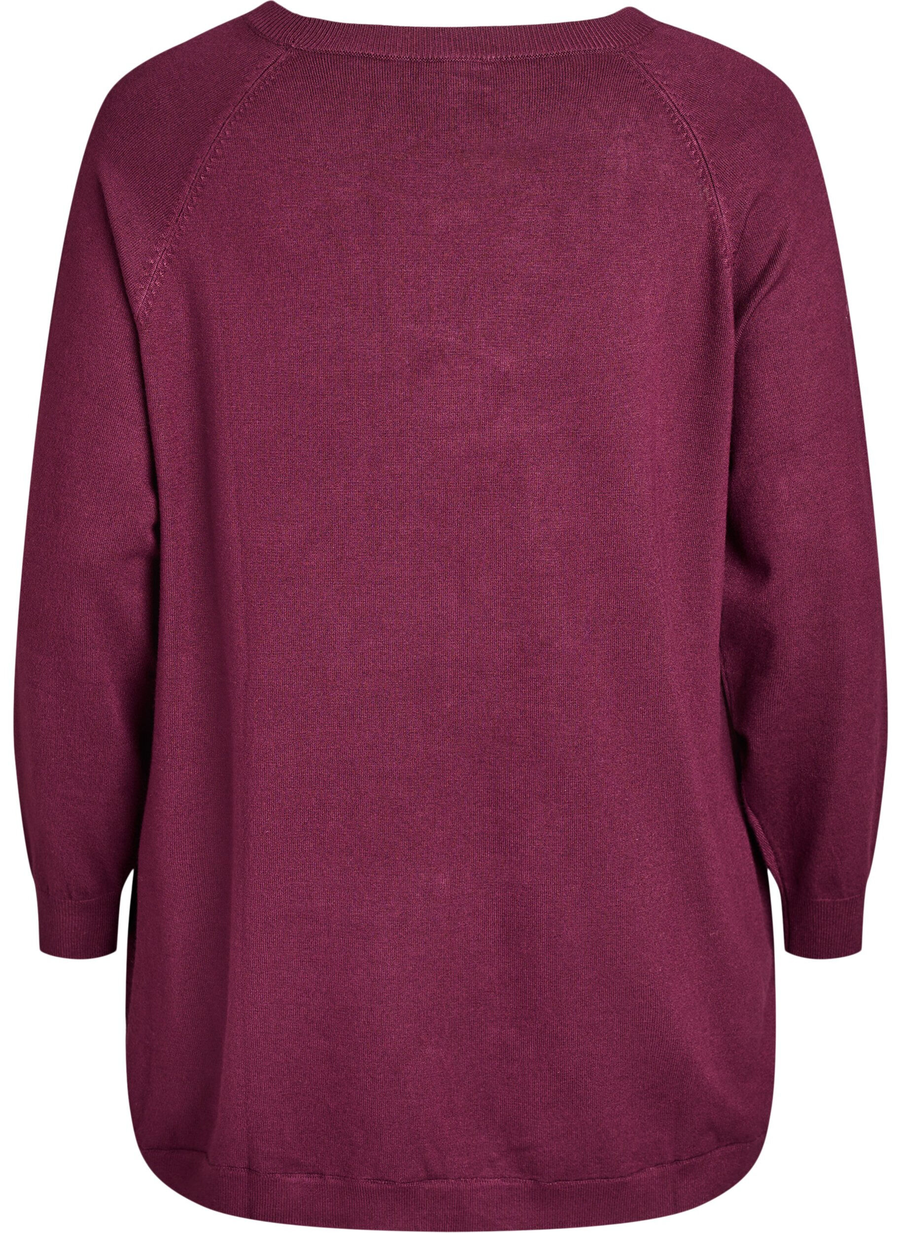 ZizziBlouse en maille avec boutons sur le c&ocirc;t&eacute;, Bordeaux, Packshot image number 1