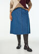 Jupe en jean coupe &eacute;vas&eacute;e avec patte de boutonnage ondul&eacute;e, Bleu, Model image number 2