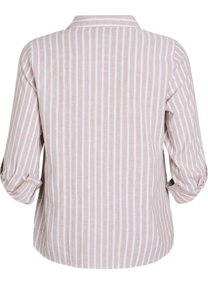 Chemise en lin et viscose avec manches 3/4, Beige, Packshot image number 1