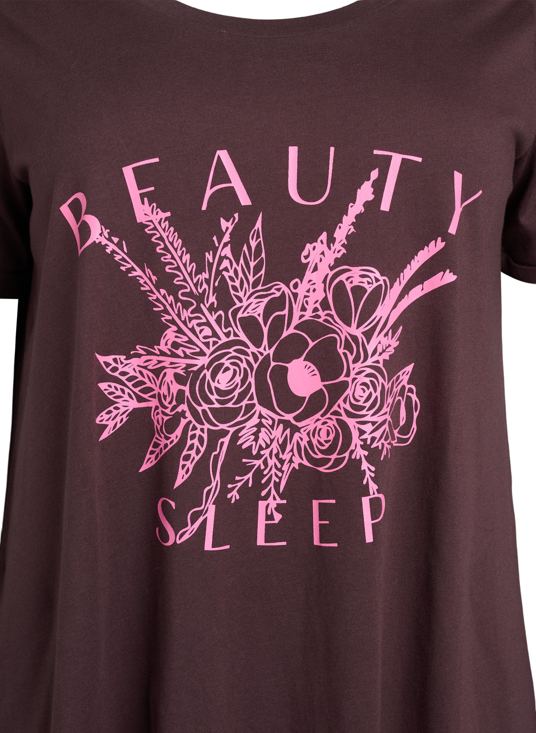 Zizzi Chemise de nuit &agrave; manches courtes en coton biologique, Marron, Packshot image number 2