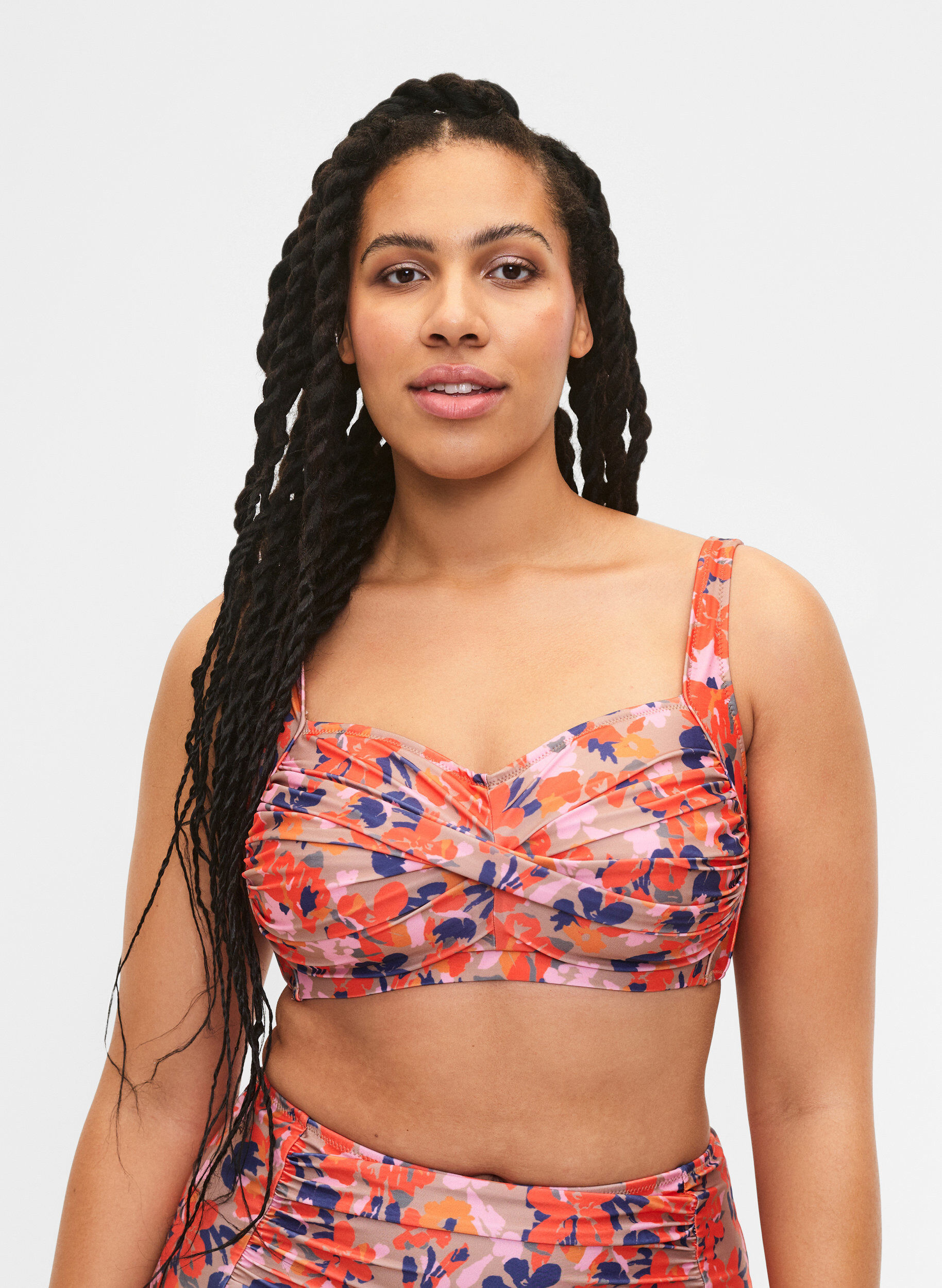 Zizzi Bedrucktes Bikini-Top, Retro Flower, Model image number 0