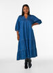 Robe longue en jean avec volants &eacute;tag&eacute;s, Bleu, Model image number 0