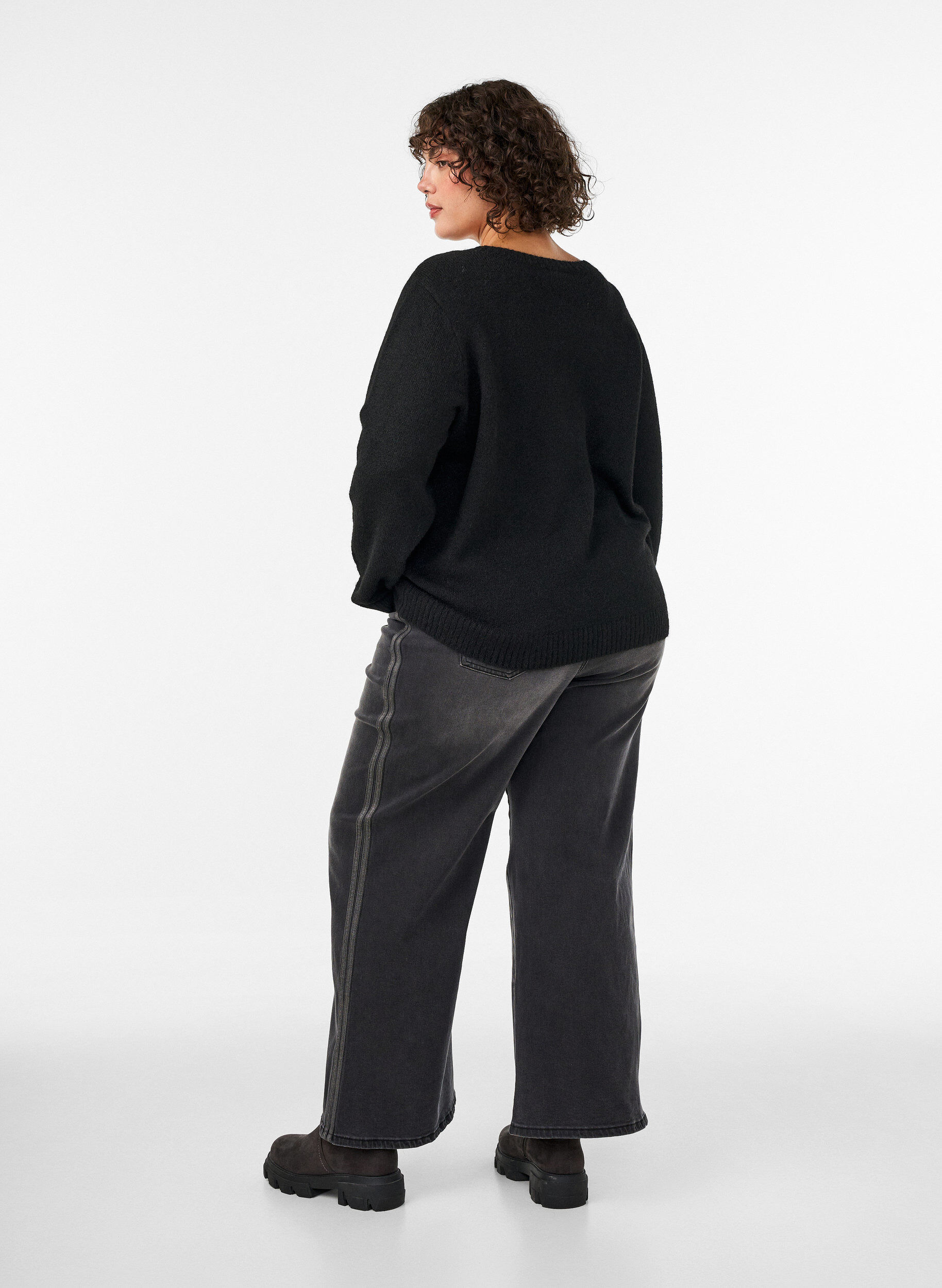ZizziJeans in weiter Passform mit vertikalen Denimdetails, Grau, Model image number 1
