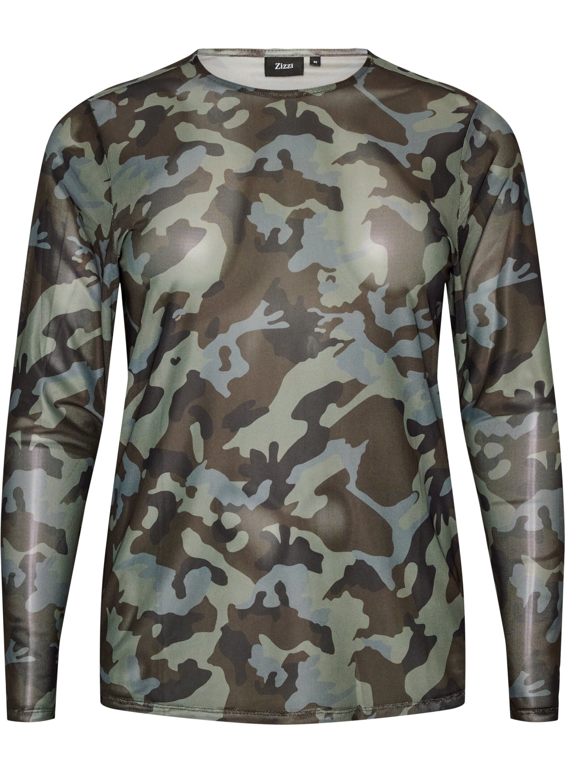 ZizziBluse aus Mesh mit Print, Gr&uuml;n, Packshot image number 0