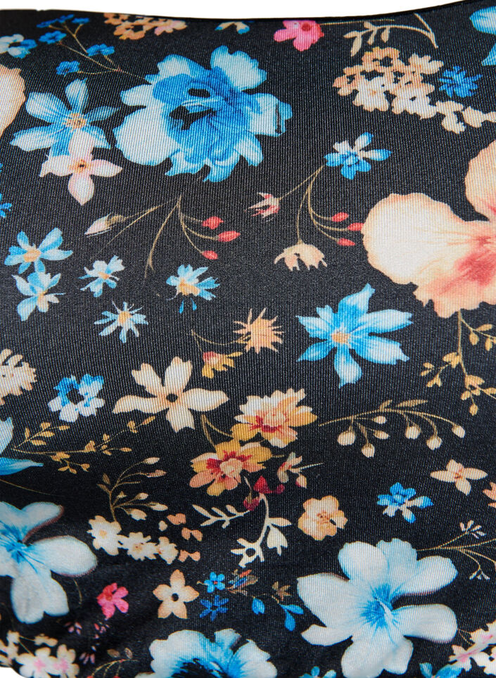 Haut de bikini bandeau &agrave; imprim&eacute; floral, Bleu, Packshot