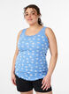Oberteil mit Aufdruck und Spitzenborte, Blau, Model image number 0